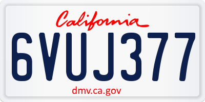 CA license plate 6VUJ377
