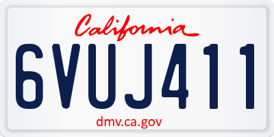 CA license plate 6VUJ411