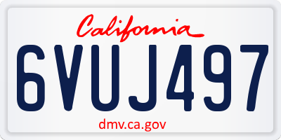 CA license plate 6VUJ497