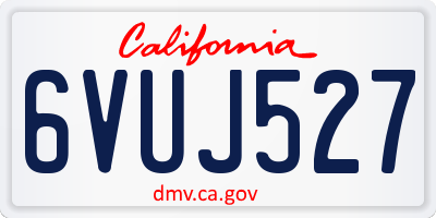 CA license plate 6VUJ527