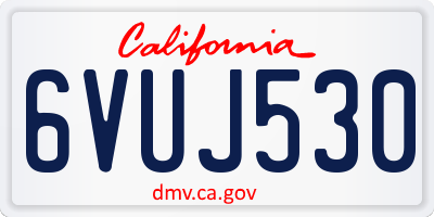 CA license plate 6VUJ530