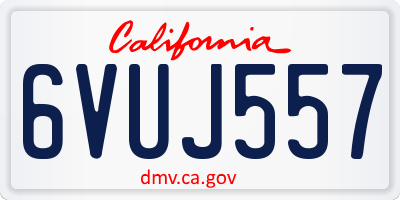 CA license plate 6VUJ557