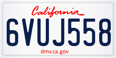 CA license plate 6VUJ558