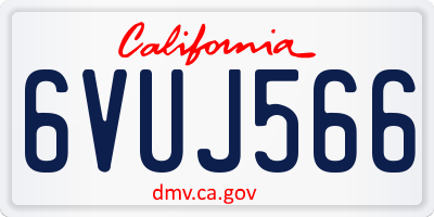 CA license plate 6VUJ566