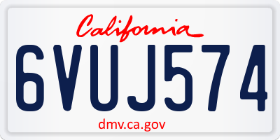 CA license plate 6VUJ574