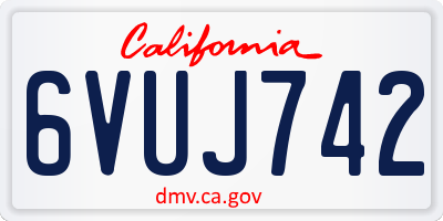 CA license plate 6VUJ742