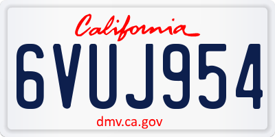 CA license plate 6VUJ954