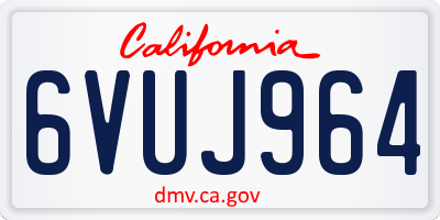 CA license plate 6VUJ964