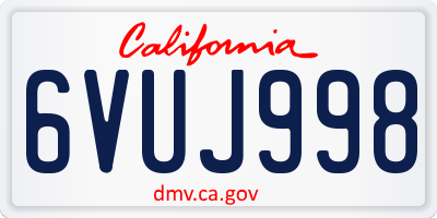 CA license plate 6VUJ998