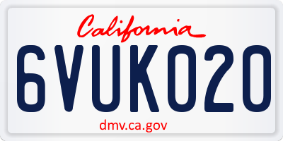 CA license plate 6VUK020