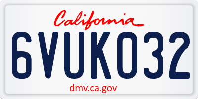 CA license plate 6VUK032