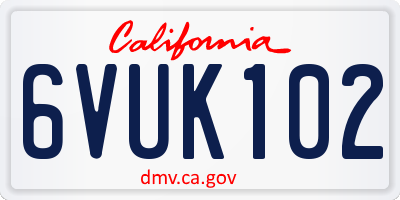 CA license plate 6VUK102