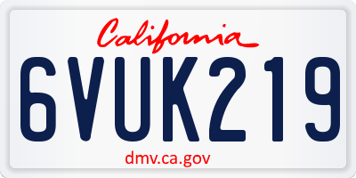 CA license plate 6VUK219