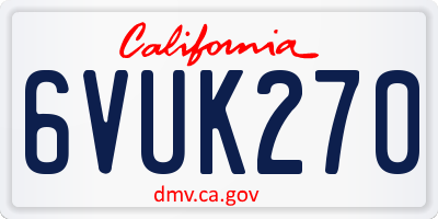 CA license plate 6VUK270