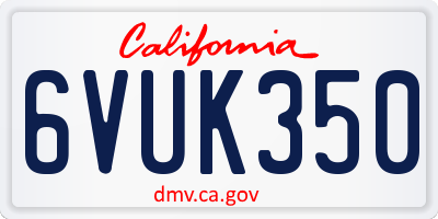 CA license plate 6VUK350