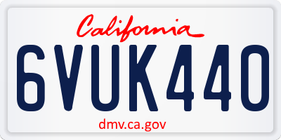 CA license plate 6VUK440