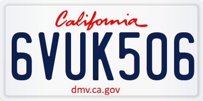 CA license plate 6VUK506