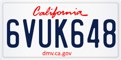 CA license plate 6VUK648