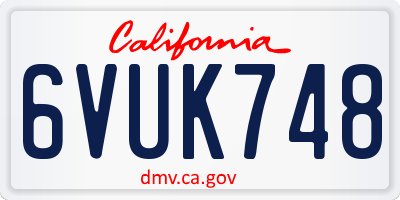 CA license plate 6VUK748