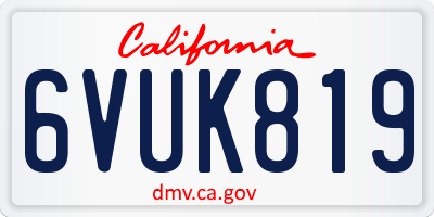 CA license plate 6VUK819