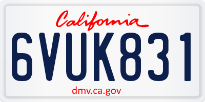 CA license plate 6VUK831