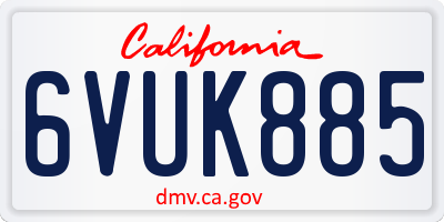 CA license plate 6VUK885