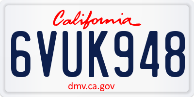 CA license plate 6VUK948