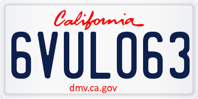 CA license plate 6VUL063