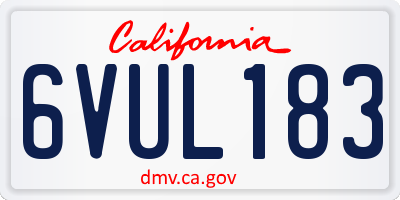 CA license plate 6VUL183
