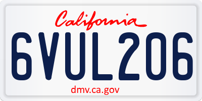 CA license plate 6VUL206
