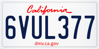 CA license plate 6VUL377