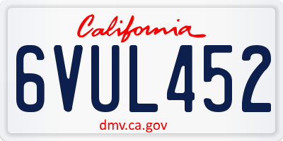 CA license plate 6VUL452