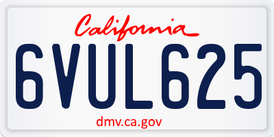 CA license plate 6VUL625