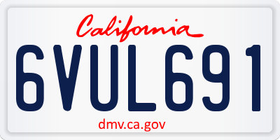 CA license plate 6VUL691