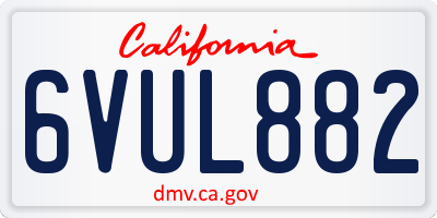 CA license plate 6VUL882