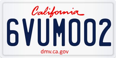 CA license plate 6VUM002