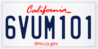 CA license plate 6VUM101