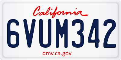 CA license plate 6VUM342