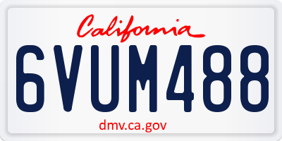 CA license plate 6VUM488