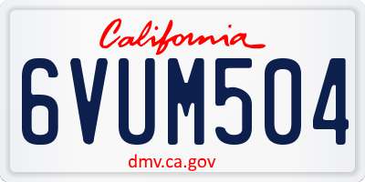 CA license plate 6VUM504