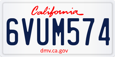 CA license plate 6VUM574