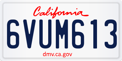 CA license plate 6VUM613
