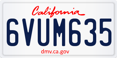 CA license plate 6VUM635