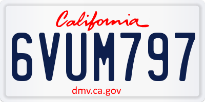 CA license plate 6VUM797
