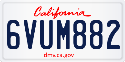 CA license plate 6VUM882