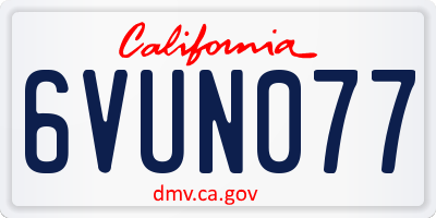 CA license plate 6VUN077
