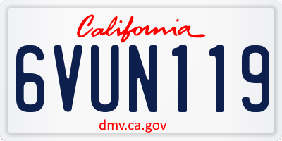 CA license plate 6VUN119