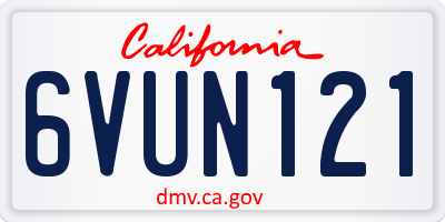 CA license plate 6VUN121