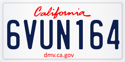 CA license plate 6VUN164