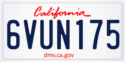 CA license plate 6VUN175